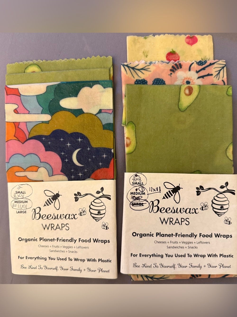 NWT 6-Beeswax Organic Food Wraps~2 sizes